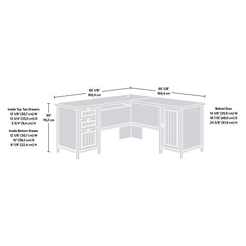 Sauder Costa L-Shaped Desk, Chalked Chestnut, Home Office with Storage & Keyboard Tray