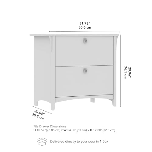 Bush Home Salinas 2 Drawer Lateral File Cabinet in Vintage Black, Home Office Storage Solution, Organizer with Drawers for Workspace, Filing Unit