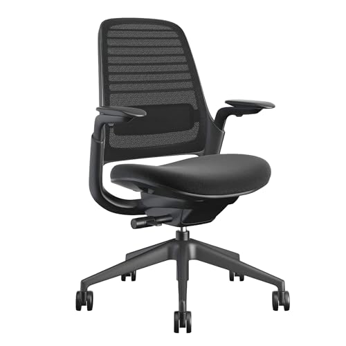 Steelcase Series 1 Office Chair - Ergonomic Work Chair with Wheels for Carpet - Helps Support Productivity - Weight-Activated Controls, Back & Arm Support - Easy Assembly - Licorice