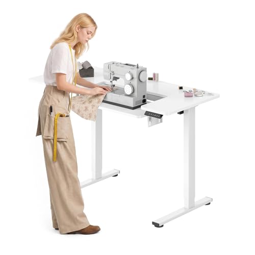 FLEXISPOT Adjustable Sewing Table with Flush Mount Sewing Machine Bed, Sewing Desk with Dual Adjustable Workspace, Electric Sewing Machine Table for Quilting, Crafting, Tailoring and Home Studio Use