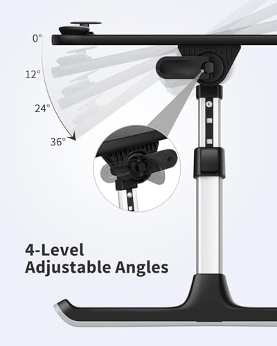 SAIJI Height & Angle Adjustable Laptop Stand for Bed, Lap Desk Bed Tray Table, Light Weight Foldable Portable Laptop Table for Couch Sofa Chair Floor Desk for Adults, Kids (52*30cm Black)