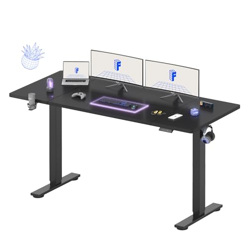 FLEXISPOT 71x32 Inch Electric Large Standing Desk for Home & Office, Spacious Splice Board Desk with Cable Management & Organizer, Cup Holder & Hook, Black