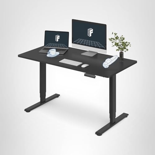 FLEXISPOT E6 3-Stage Dual Motor Electric Standing Desk 55 x 28 Sit Stand Up Desk, Holds 220 lbs, Adjustable Height w/Memory Presets, One-Piece Black Desktop & Black Frame, Ships in 2 Boxes