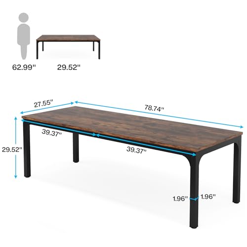 Tribesigns 78.7 Inches Extra Long Computer Desk 2 Person Desk, Double Long Desk, Workstaion for Home Office, Brown+Black
