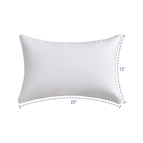 Oubonun 12x20 Lumbar Throw Pillow Inserts 2 Pack, 100% Cotton Breathable Cover Plump Rectangle Square Cushion Inserts White Decorative Pillows for Living Room Bedroom Office