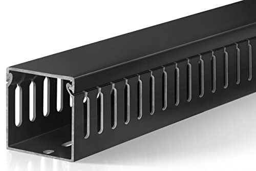 ZhiYo 2x2in Cable Raceway, 6ft Server Rack Cable Management Under Desk Cord Organizer, Electrical Safe PVC Cable Hider Open Slot Wire Raceway for Network/PC/TVs, Wire Duct Black