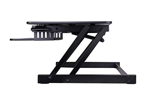 Rocelco 32" Height Adjustable Standing Desk Converter - Slide Out Retractable Keyboard Tray - Sit Stand Up Double Monitor Riser - Dual Piston Lift Assist Tabletop Computer Workstation - Black (R ADRB)