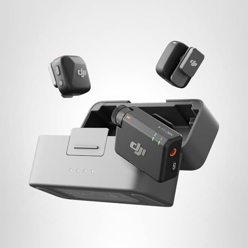 DJI Mic Mini (2 TX + 1 RX + Charging Case), Wireless Lavalier Microphone for iPhone/Camera/Android, Ultralight, Detail-Rich Audio, 48h Use, Noise Cancelling, Automatic Limiting, Vlog, Streaming