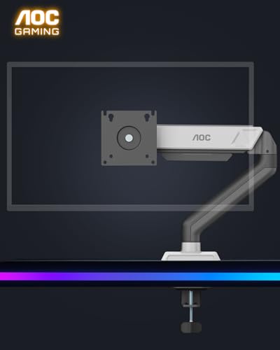 AOC Monitor Mount, Adjustable Single Monitor Arm for 17–32 Inch Screens, Fits 4.4–19.8lbs, Cable Management, VESA 75x75/100x100, C-Clamp & Grommet Base