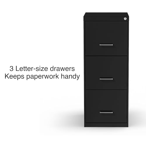 Staples Vertical File Cabinet for Letter/Legal Files, 3-Drawer, Letter/Legal Compatible, Locking, Black
