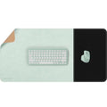 HAUTOCO Cork Desk Mat 31.5"x15.7", Distressed PU Leather & Smooth Cloth Mouse Pad, Non-Slip Large Gaming Desk Pad with Stitching Edges for Office Home, Mint Green