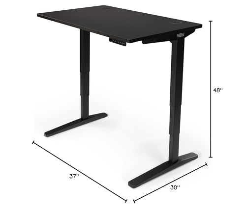 UPLIFT DESK V3 2-Leg Black Laminate Standing Desk – Adjustable Height, Advanced 1-Touch Memory Keypad, Under Desk Cable Management, Wire Grommets (Black C-Frame, 48 x 30 inch)