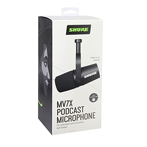 Shure MV7X XLR Dynamic Microphone – Voice-Isolating Cardioid Mic for Podcasting, Vocal Recording & Broadcasting, All-Metal, Black