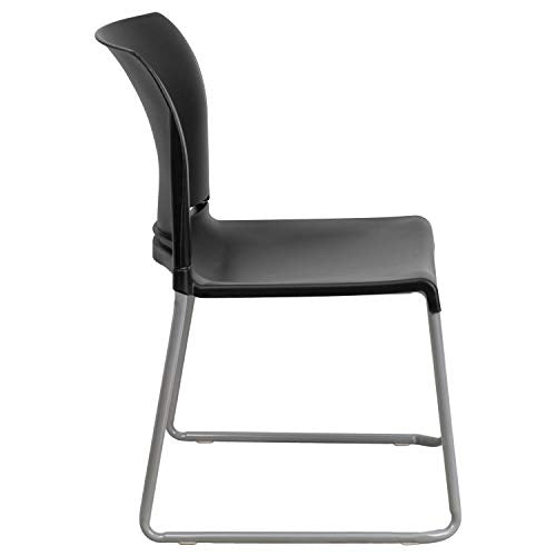 Flash Furniture Hercules Series Contoured Stacking Chairs for Waiting Rooms and Offices, Ergonomic Lobby Chairs with Curved Back, Set of 5, Black