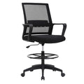 BestOffice Drafting Chair Tall Office Chair Adjustable Swivel Rolling Mesh Height with Lumbar Support Arms Footrest Mid Back for Adults Standing Desk Drafting Stool(Black)