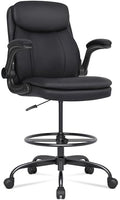 Misolant Drafting Chair, Tall Office Chair for Standing Desk, High Leather Executive Office Chair with Adjustable Height and Flip-up Armrest for Counter Height Desk
