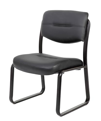 Boss Office Products B9539 Leather Sled Base Side Chair in Black, 250