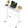 Marsail Mobile Stand Up Desk with Wheels, Adjustable Height Desk from 28.3″ to 46.5″, Rolling Standing Desk with Lockable Wheels, Portable Small Desk for Walking Pad and Treadmill, White