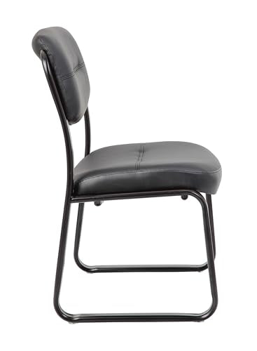 Boss Office Products B9539 Leather Sled Base Side Chair in Black, 250