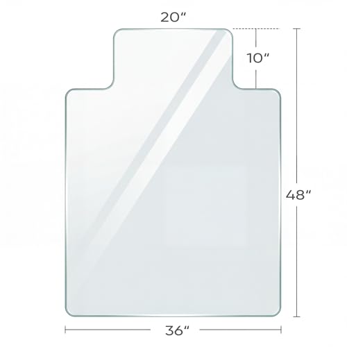 Antok Irregular Tempered Glass Chair Mat, 36"x48" Office Chair Mat for Carpet & Hardwood Floors, Heavy Duty 0.2" Desk Chair Mat for Smooth Rolling at Home or Office
