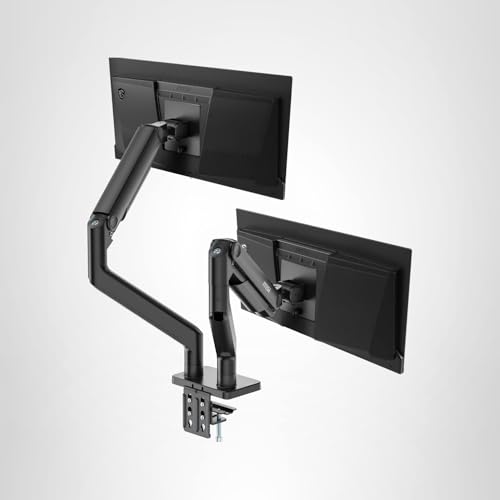 MSI MAG MT201D - Premium Heavy Duty Dual Monitor Stand Arms, 17-45" Support, VESA Compatible, Adjustable Spring Mount, 44 lbs per Screen, Clamp & Grommet, Quick Release Plate - Black