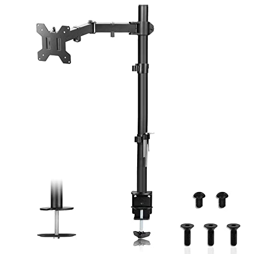 Suptek Single Monitor Arm Desk Mount Fully Adjustable Monitor Stand for 1 / One Screen up to 32 inch Extra Tall 31.5 inch Pole,Black (MD6821)