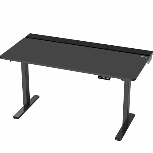 VIVO Electric 60 x 30 in Standing Adjustable Gaming Desk with Hidden Cable Trays, Full-Size Mouse Pad, Holds 220 lbs, Black Top Black Frame, DESK-KIT-1B6-P3B