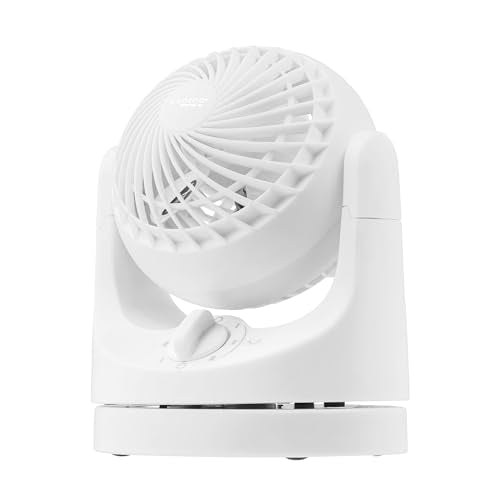 IRIS USA WOOZOO Desk Fan, Oscillating Air Circulator, 3 Speeds, 32ft Max Air Distance, 108ft² Coverage, 112° Adjustable Vertical Tilt, 27db Quiet Motor, Small Fan for Bedroom, Office, Dorm, White