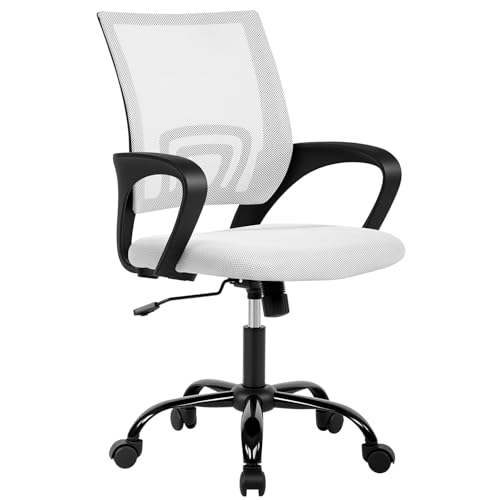 BestOffice Office Chair Ergonomic Desk Chair Mesh Computer Chair Lumbar Support Modern Executive Adjustable Stool Rolling Swivel Chair for Back Pain,White