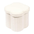 B FSOBEIIALEO Storage Ottoman Cube, Flowers Shaped Ottomans with Storage Foot Stool Footrest for Lving Room, Boucle Ottoman Seat for Dorm Room,Faux Teddy Fur,White 12.6"x12.6"x12.6"