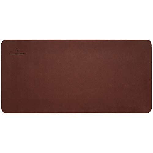 Gallaway Leather Desk Mat, Office Writing Desk Pad, Large 36" x 17" Dark Brown, for Top of Desks, Gift Ready Elegant Computer Desk Cover Protector PU Leather