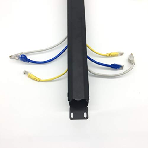 QiaoYoubang 2 Pack- Metal 1U 19 Inch Cable Manager 12 Big Slots Horizontal Rack Mount Wire Organizer Cable Management System with Cover and Mounting Screws for 19" Network Cabinet(1UCM12S2PC)