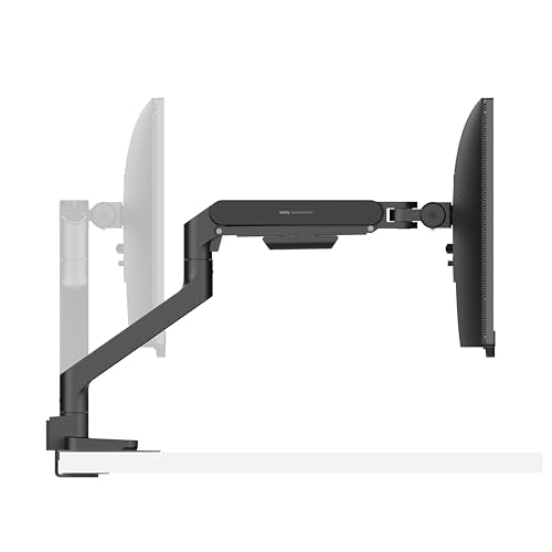 BenQ BSH01 Ergo Monitor Arm -Gas Spring Monitor Stand for Up to 45'' & 44lbs Screens, Heavy Duty, Quick Installation, No Sagging, Top Clamp and Grommet Base, Reinforcement Plate, VESA 75x75 &100x100mm