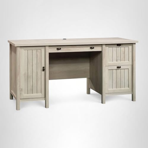 Sauder Costa Computer Desk with Storage Drawers, Home Office Desk, in Chalked Chestnut
