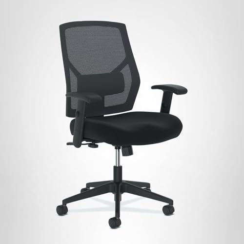 HON Crio Ergonomic Mesh Office Chair, High‑Back Desk Chair with Adjustable Arms, Lumbar Support, Center‑Tilt Swivel Seating for Computer Desks and Home Office, Black Frame, Black