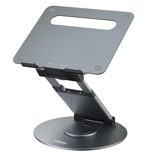 Nulaxy Telescopic 360 Rotating Laptop Stand for Desk Adjustable Height Swivel Pull Out Design Ergonomic Laptop Riser Standing Desk Converter Fits All 10-17" Laptops Computer MacBook, Gray