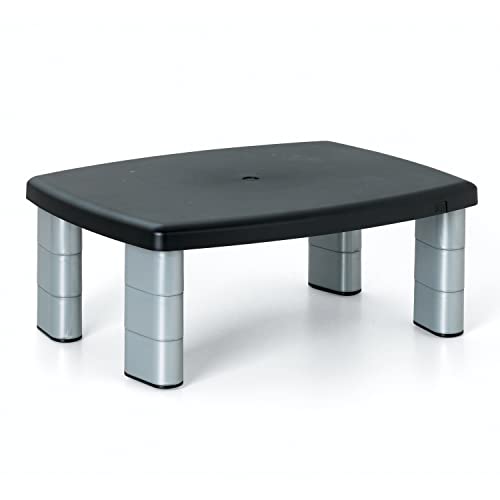 3M Adjustable Monitor Stand, Three Leg Segments, Simply Adjust Height from 1" to 5 7/8", Holds Up to 80 lbs, 11" Space Between Columns, Silver/Black (MS80B)