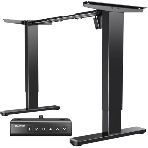 HUANUO Standing Desk Frame with 220lbs Powerful Brushless Motor, Thick T-Shaped Adjustable Desk Legs Made of Automotive-Grade Steel, for Max 75″ x 35″ Desktop, for Home Office, Black Frame Only
