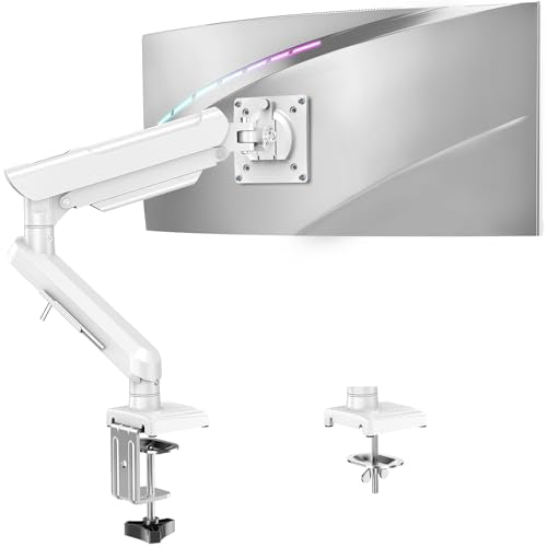 Single Monitor Mount for 32 27 24 22 inch Screen, Monitor Arm Holds 4.4-22 lbs, Monitor Desk Mount, Gaming & Home Office Use, VESA 75x75mm & 100x100mm, Freelift Pro White