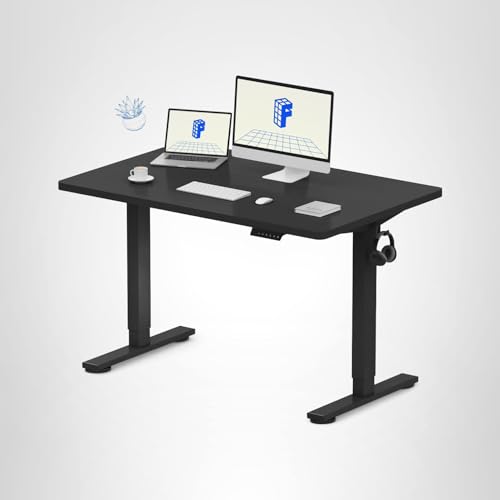 FLEXISPOT EN1 One-Piece Standing Desk, Electric Adjustable with 4 Memory Presets, 176 LBS Capacity, Stable & Quiet, Seamless Desktop for Home Office & Dual Monitors, 48"x30" Black