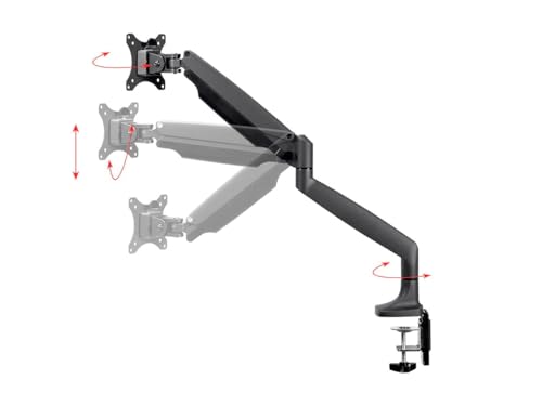 Monoprice Single Monitor Adjustable Gas Spring Desk Mount - Black, Supports Up to 34 inch Monitors, 19.8 LBS Display Weight, Smooth Full-Motion Black - Workstream Collection
