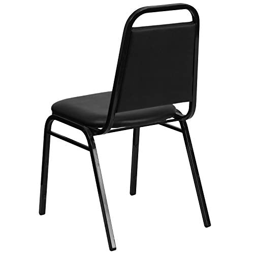 Flash Furniture Hercules Series Trapezoidal Vinyl Banquet and Event Chairs, Commercial Event Chairs with Padded Seats and Backs, Set of 4, Black