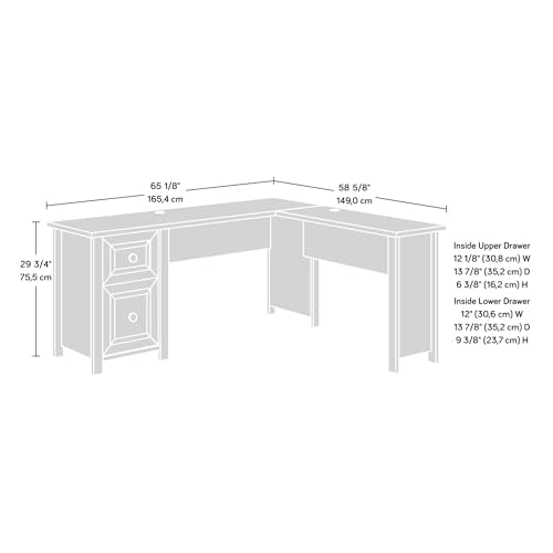 Sauder Hillmont Farm L Desk, Timber Oak Finish