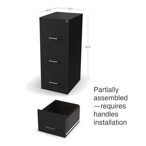 Staples Vertical File Cabinet for Letter/Legal Files, 3-Drawer, Letter/Legal Compatible, Locking, Black