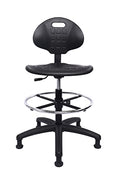 Chair Master Heavy Duty Durable Drafting Stool - Easy to Clean! Ergonomic Polyurethane Chair. Seat Height Adjustable w/Footring for Home, Automotive, Lab, Cleanroom (Non-Rolling Glides, Tall Stool).