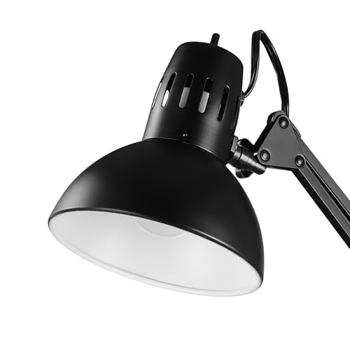 Globe Electric 56963 31.5" Multi-Joint Desk Lamp with Metal Clamp, Black, On/Off Rotary Switch on Shade, Partially Adjustable Swing Arm, Home Essentials, Reading Light, Office Décor