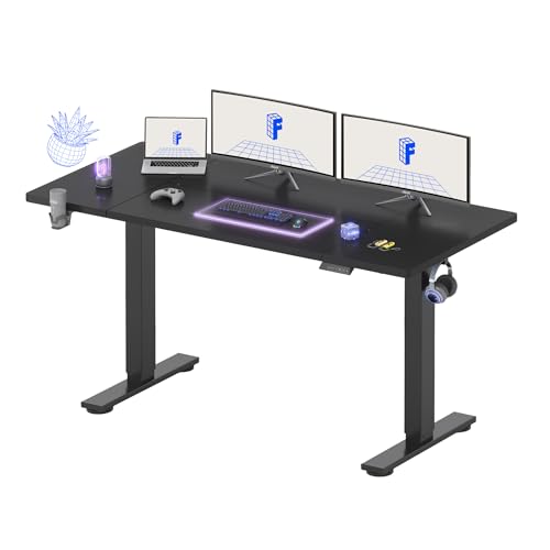 FLEXISPOT 63x32 Inch Electric Large Standing Desk for Home & Office, Spacious Splice Board Desk with Cable Management & Organizer, Cup Holder & Hook, Black