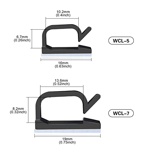 XHF 120 PCS Adhesive Cable Wire Clips Black, Outdoor Christmas Light Clips, Cable Management Wire Organizer Cord Holder for Under Desk, Car, Wall, TV PC Ethernet Cable