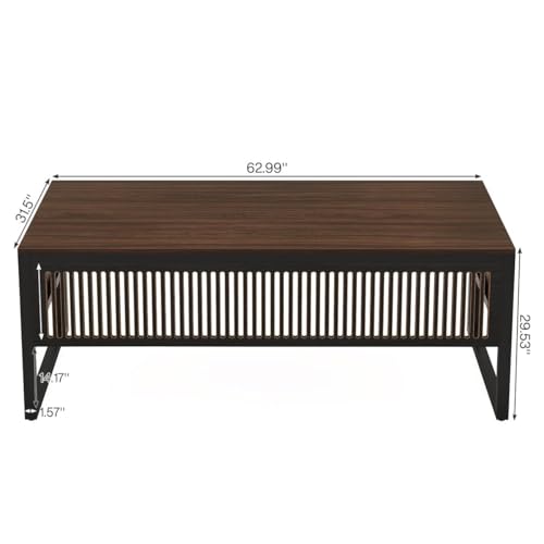Tribesigns 63-Inch Executive Desk, Modern Home Office Desk for Workstation, Computer Desk with Sturdy Legs for Home Office (Dark Walnut & Black, Only Table)