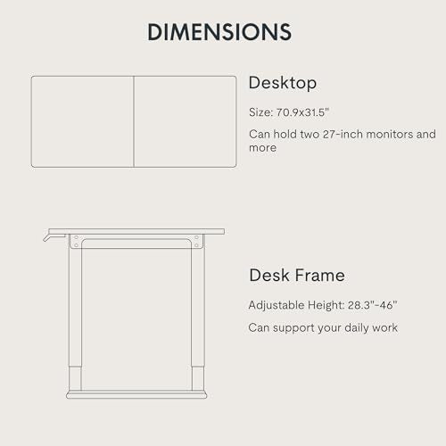 FLEXISPOT 4 Leg Standing Desk 71 x 32 Inch Electric Adjustable Height Sit Stand Desk with Splice Board Home Office Desk, Black Top + Black Frame